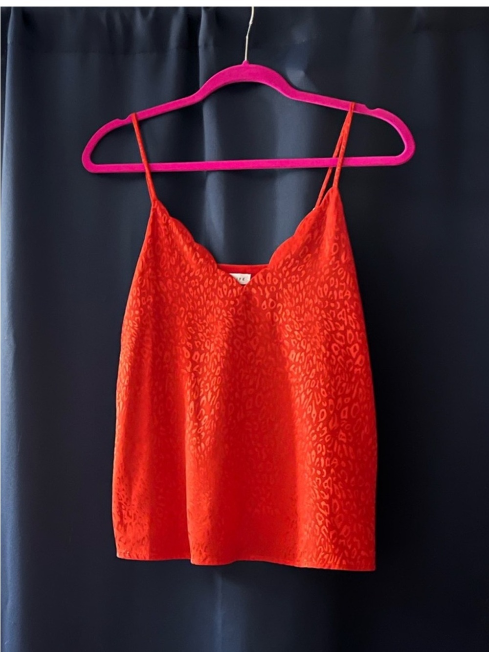 Socialite Orange-Red Satin Leopard Jacquard Camisole